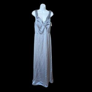 Silvery Blue Maxi Satin Gown Size 14